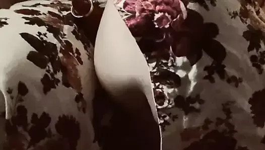 Chubby White Woman Blows Clouds And Parts Her Floral Skirt For Vibrator