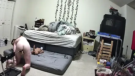 Mom caught using huge fuck machine