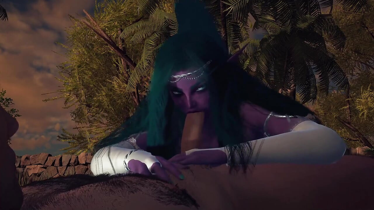 Nocna księżniczka elfów daje ci loda w ogrodzie POV 3D porno