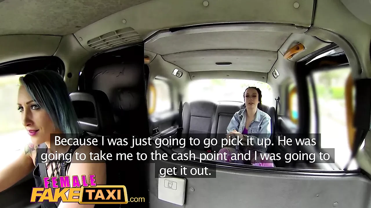 Female Fake Taxi Lesbian tight pussy fuck with a strap on