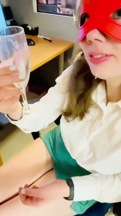 Champagne and CUM for HER, Secretary drinks my cum from champagne glass, slutty teenage secretary, cheating wife sucks | Clip 3