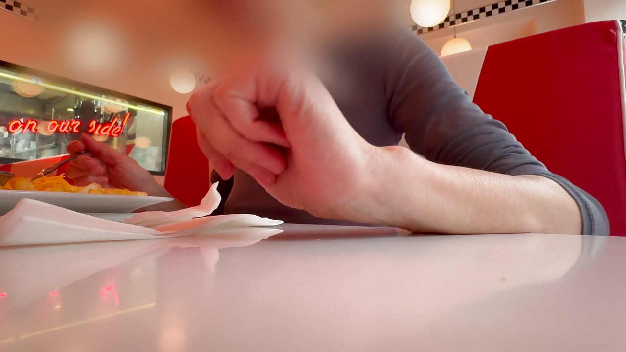 Having lunch in a restaurant wearing totaly sheer top exposing my pierced nipples and sexy boobs