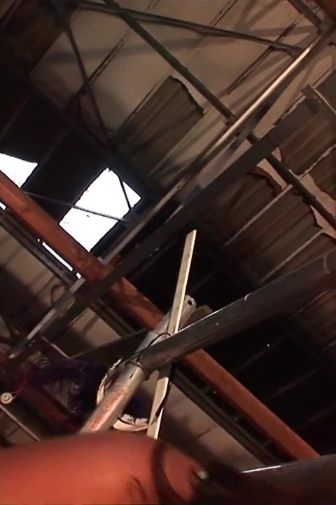 Brunette babe gets fucked by two workers with mask and big cocks