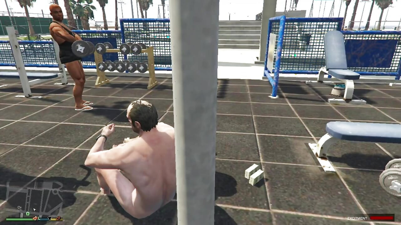 Tracey have sex with her Sugar daddy Trevor in outdoor beach gym