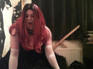 Tink Tol redheadl gown and  glove smoking