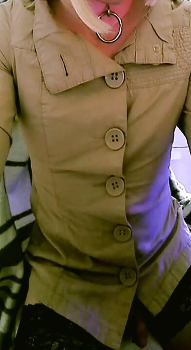 Fuck me in my beige street jacket with big buttons