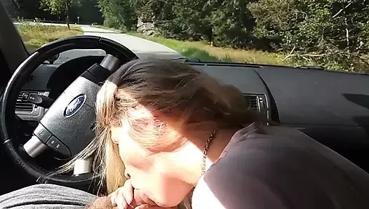 MILF Sucking Dick on the Parking by the Public Road. Public Cock Sucking and Cumshot
