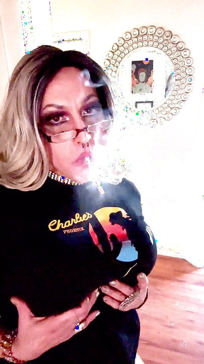 Beautiful Trans Marilyn Home Tease Smoking Fetish