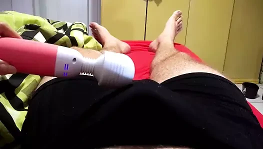 He came in his underwear with my magic wand, twitching oprgasm cum dripping down his boxers