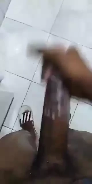 Man stroke his long thick dick and find heavily
