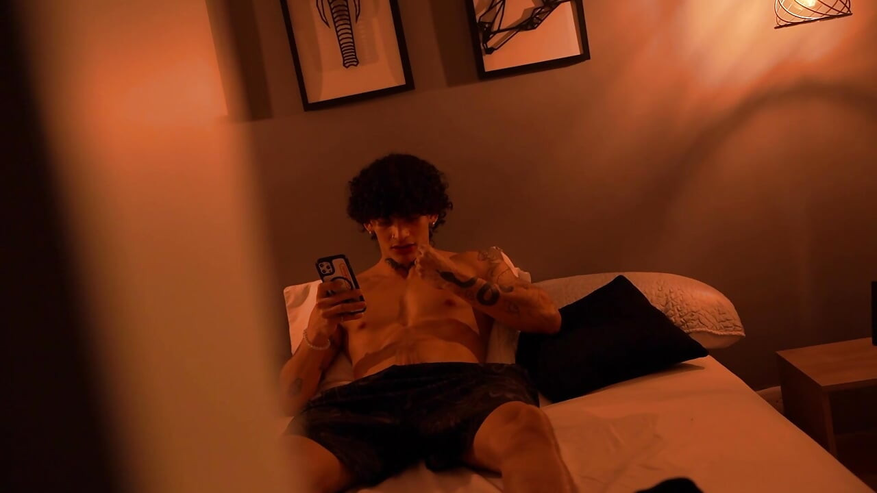 My busty stepmother catches me touching myself in her room!
