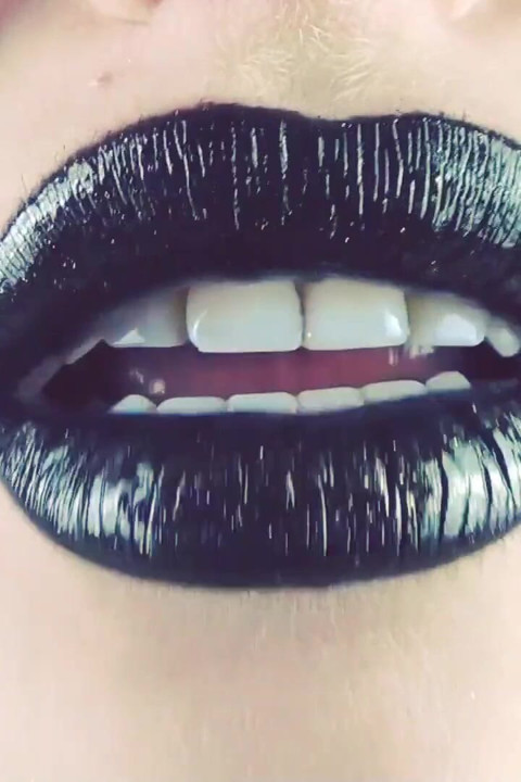 Kisses from black shiny lips ASMR JOI
