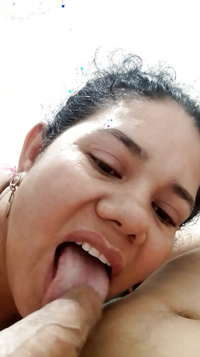 Beautiful girlfriend sucking deep throat