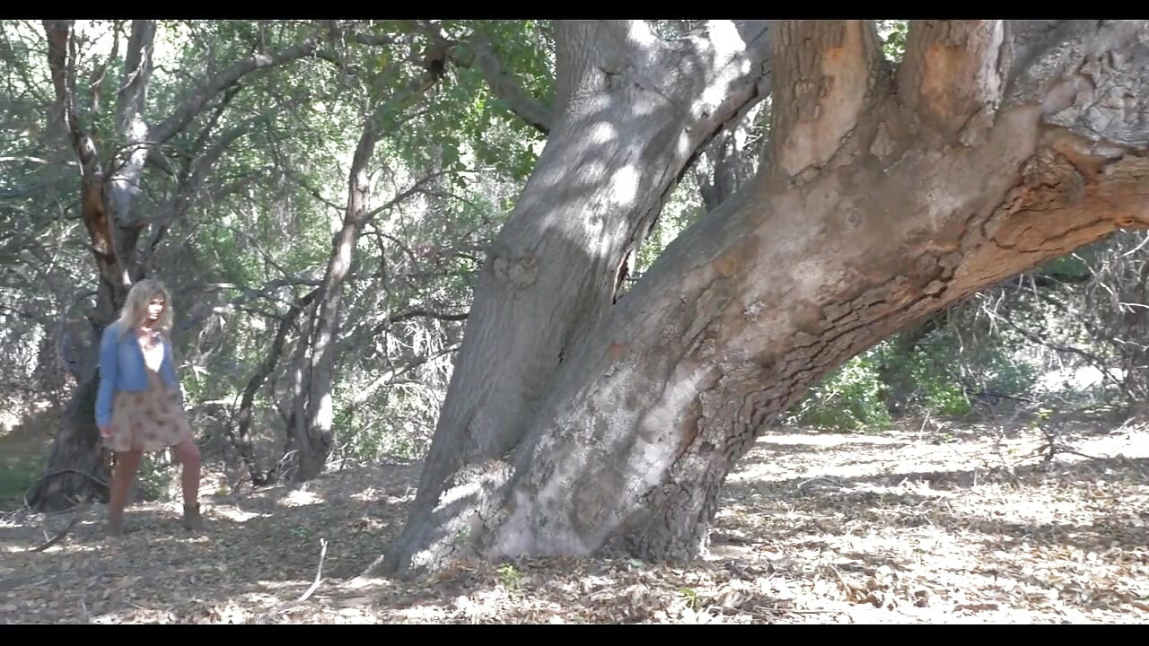 Όμορφη ξανθιά στο δάσος