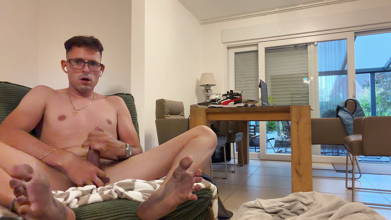 Hot German guy jerks his cock until he shoots his juicy load.