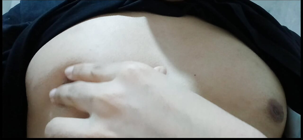 Hot Femboy playing with his boobs