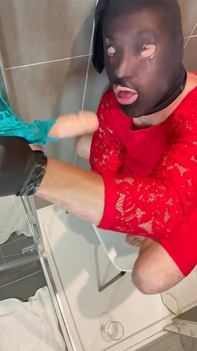 Sucking on huge cock. My wife saw it and joined in!