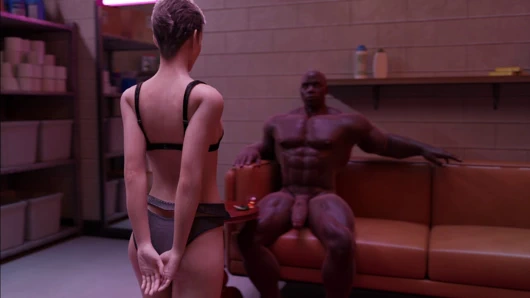 Rachel Meets The Rich Sturdy Black Guy With Huge Monsterous Dick in The Prison Cleaning Room