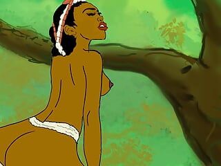 Princesa adolescente africana fodida com força na floresta