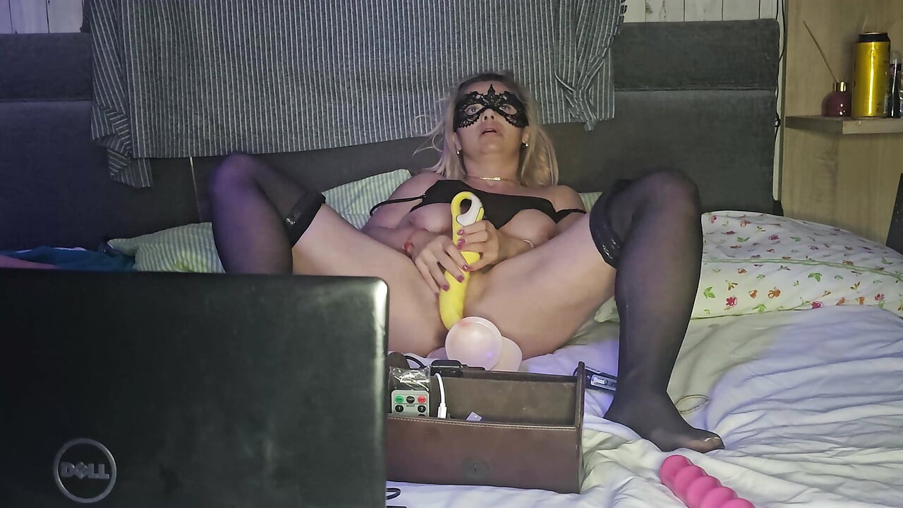 Horny wife masturbating in front of stranger