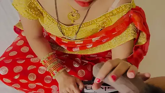 Noche de bodas de la pareja india de recién casados folla con audio hindi