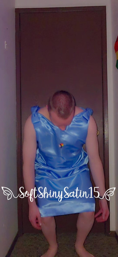 Fabulous New Baby Blue Acetate Satin Dress!!!