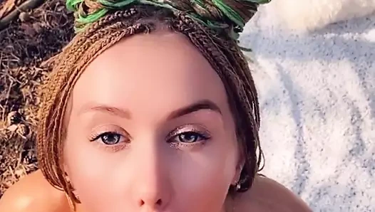 PETITE Fit Girl Fucks ASS TO MOUTH IN THE WOODS till anal Creampie - MIA BANDINI