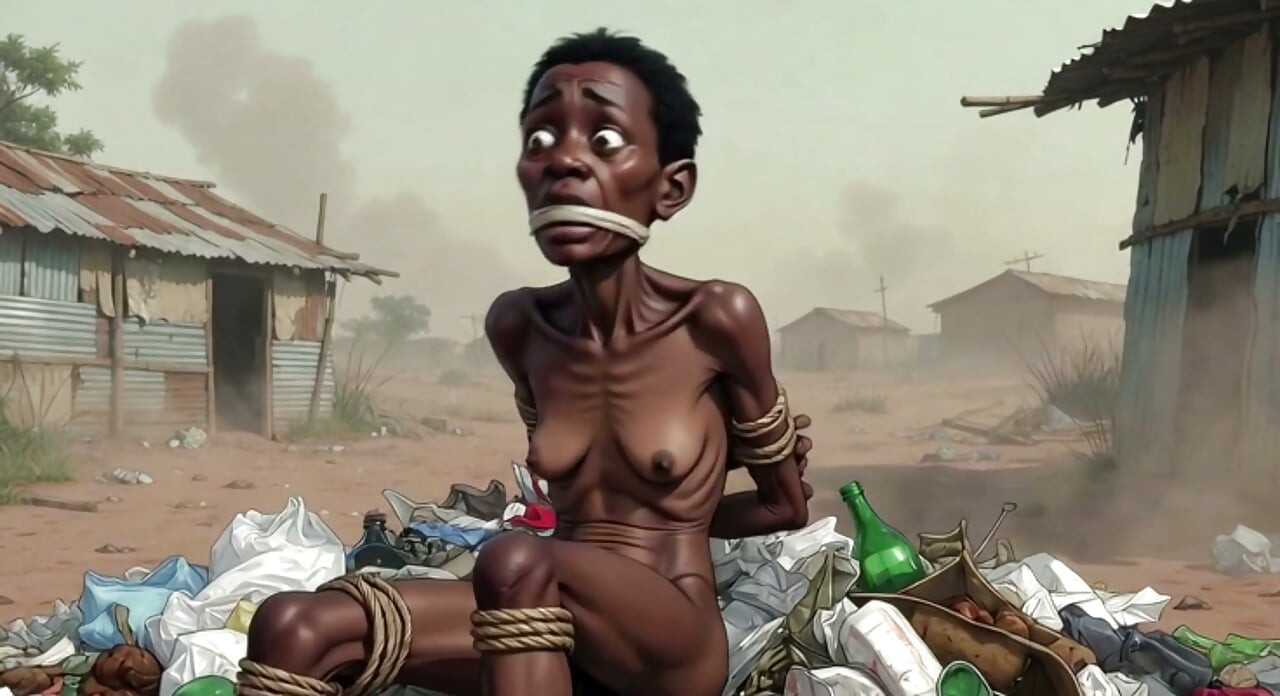 Trash bondage humilhação - mulher nua pronta para foda dura e gozada interna
