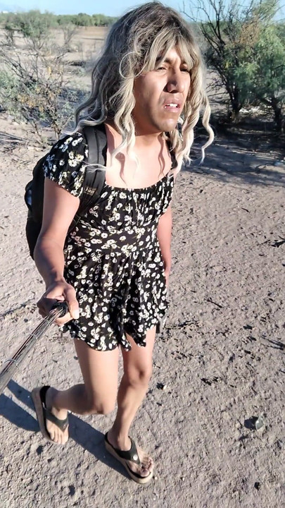 Cute Hot Ladyboy Walks In Public In Mini Dress And Sandals | Clip 2