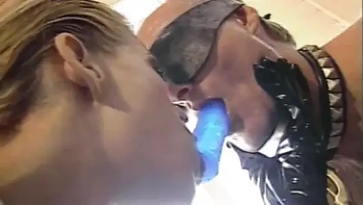 Busty mistress teases her sex slave stud before he fucks her doggy style