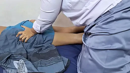 Siswi Berjilbab Pijat Abang Tiri nya Eh Keterusan Sampe Nyepong dan Crot di Mulut  - Minokiiko