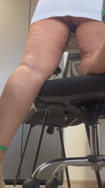 Sexy elegant mature wife at the office teases her young men at work | Clip 1