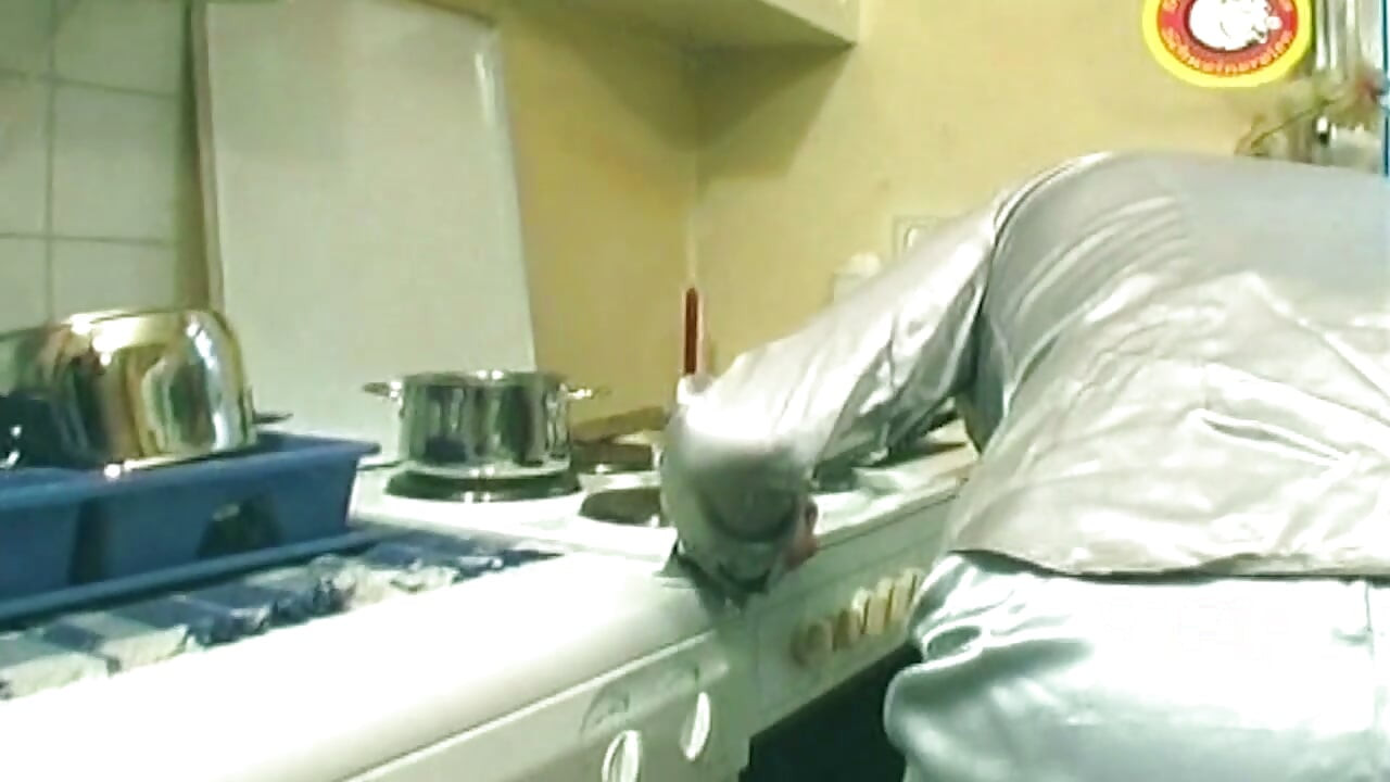 Piss Drenched Bondage Slut Fingers Sloppy Pussy in Kitchen