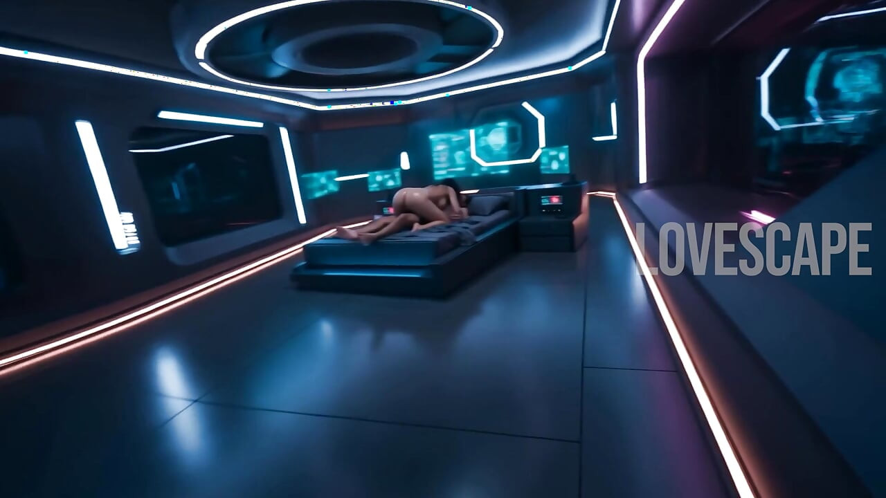 Futai gratuit asiatic pe la spate în camera Cyberpunk (AI)