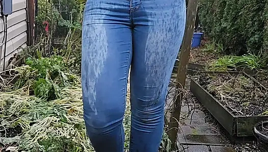 Muddy White Mocs and Jeans Pee