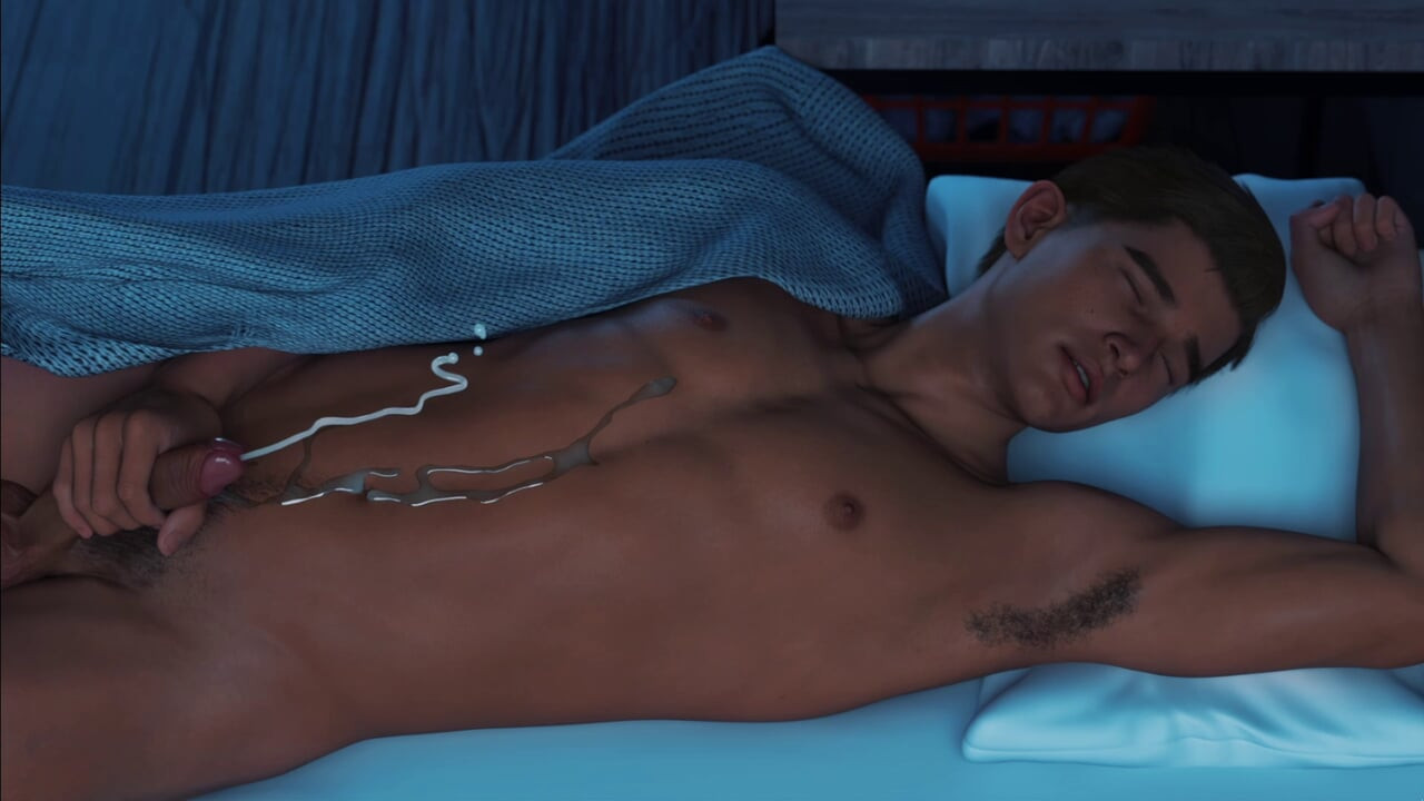 Connor Masturbate On His Friend Matt and Cum All Over His Own Chest in Bedroom While With Roommate