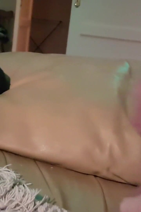 My Friend Is Lying on the Sofa in the Wet on a Wet Little Hole, He Jerks off His Cock