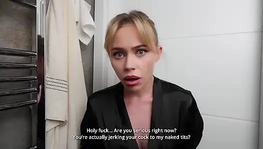 Ibu tiri mergokin kontolku di kamar mandi, aku ngentot toketnya dan crot di mulutnya hari berikutnya!
