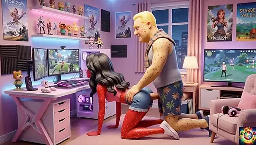 Romansa tengah malam di ruang gamer - ai hentai asmr