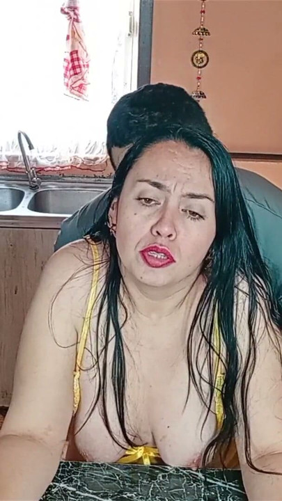 Sex in the kitchen with my horny Latina stepmom. | Clip 1