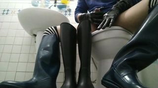 Put on rain boots cum look at rubber boots 2