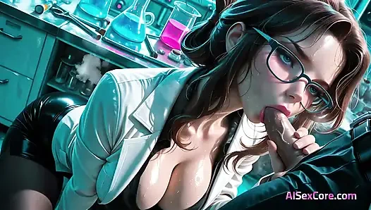 Science breaks down when big tits bounce to every thrust and her face is drenched in climax (AI Porn)