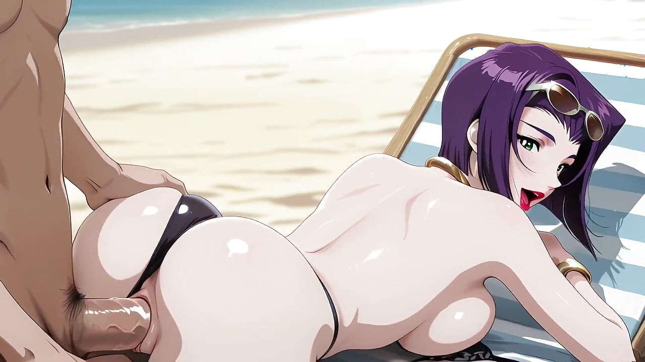Faye Valentine solbadning bliver til strandsex. Faye Valentine Hentai Cosplay