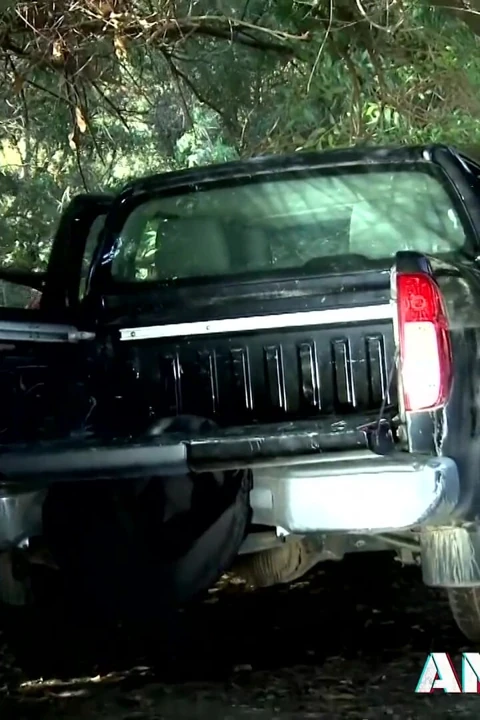 Blonde slut Jessica Jensen doggy styled by a car outdoors
