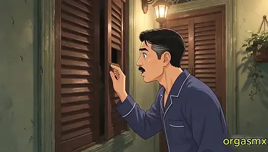 Hintli ateşli yalnız dul, yaşlı adamla tutkulu bir karşılaşma
