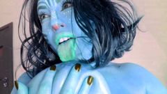 Na'vi do avatar vibra buceta azul e chupa mamilos azuis
