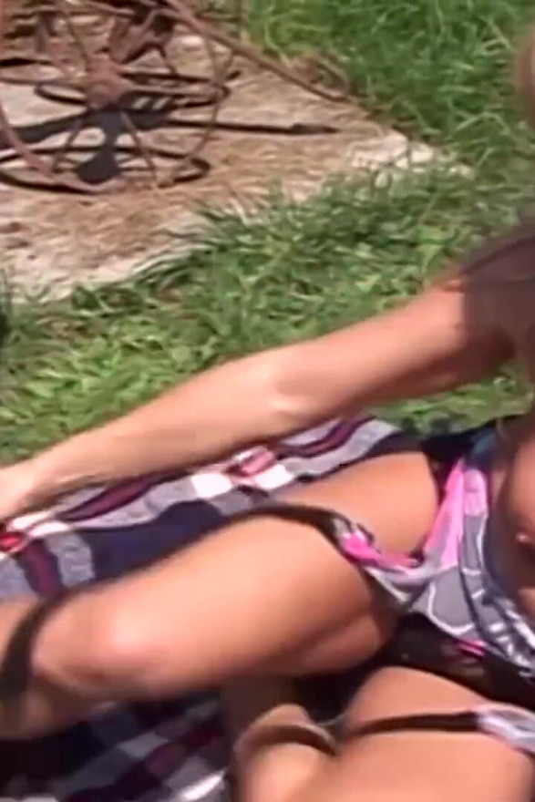 Blonde milf gets fucked outdoors by her man