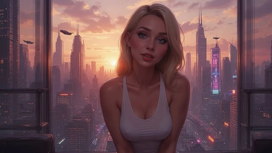2099 Olivia in der Zukunft Suggestive necken, zeigt ihr üppiges Dekolleté teil 1