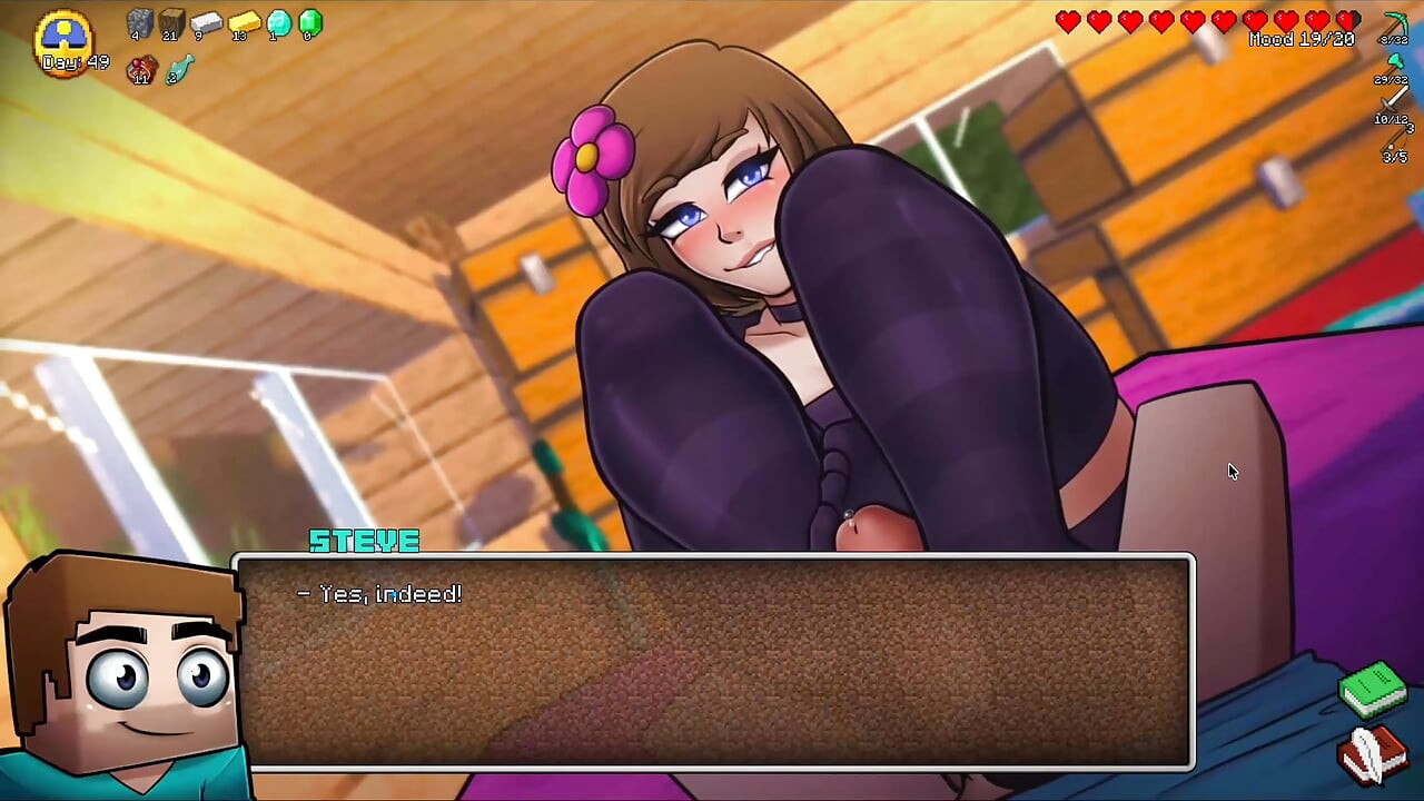 Parodia de Minecraft cachonda - Jenny le da a Steve una paja caliente para un diamante (juego hentai)