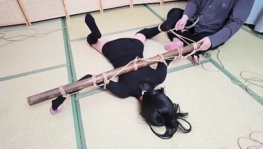 Xr40-a Girl in Black Stocking Is Tied to a Cross